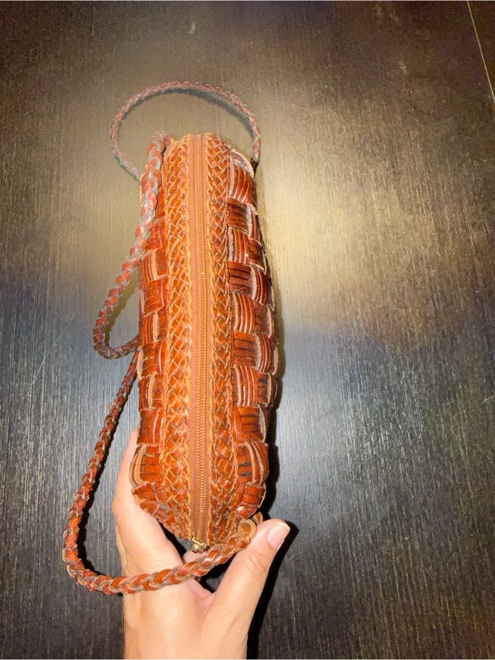Cem Small Brown Woven Leather Crossbody Bag Genuine Leather Made In Brazil